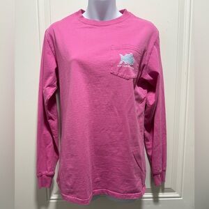 Southern Tide Fish Graphic logo Long Sleeve Crew Neck pink T-Shirt XS